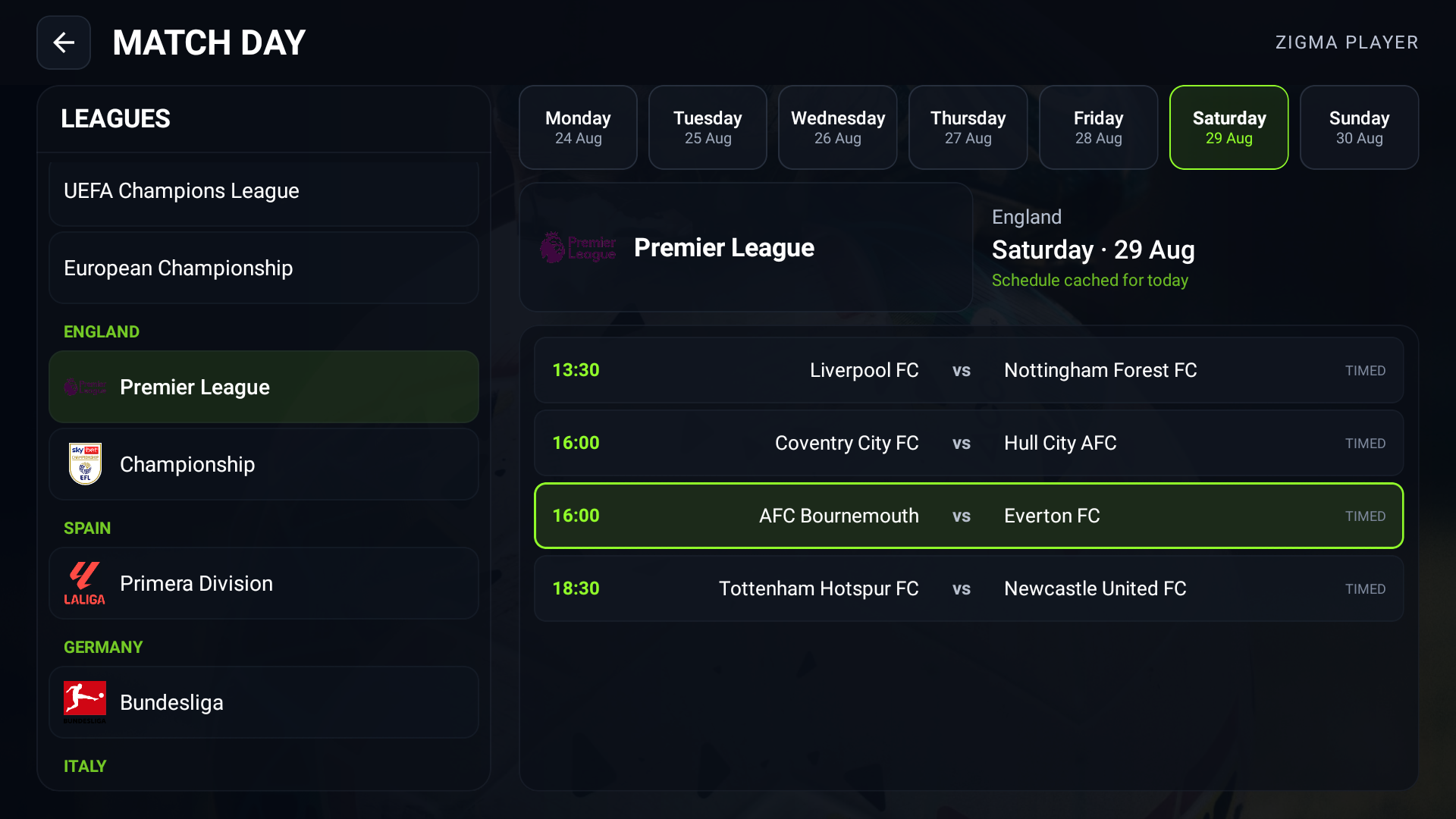 ZIGMA PLAYER Match Day